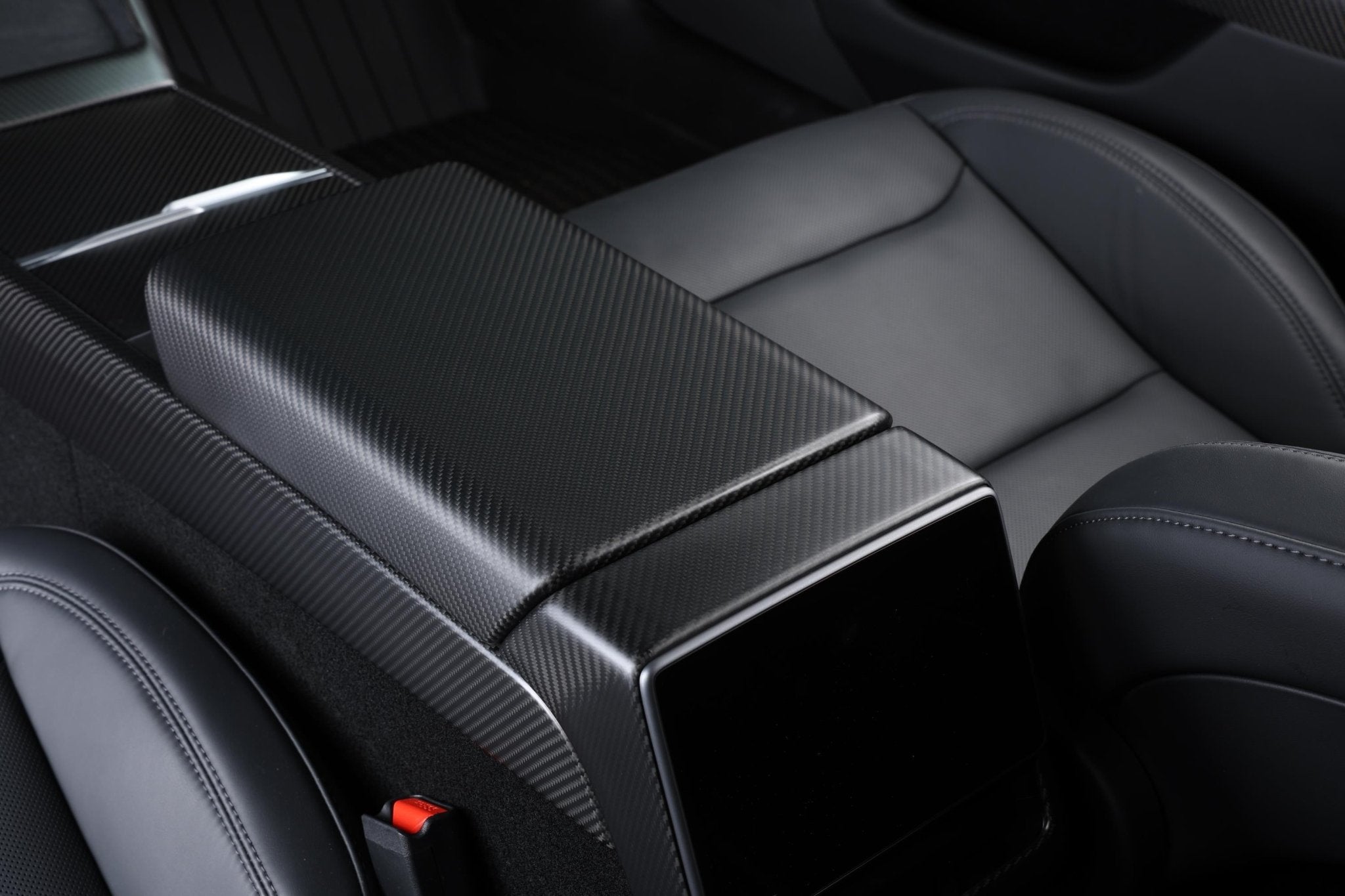 Dry Carbon Fiber Armrest Cover for Tesla Model 3 Highland (Matte) - Fusion Motorsports USA