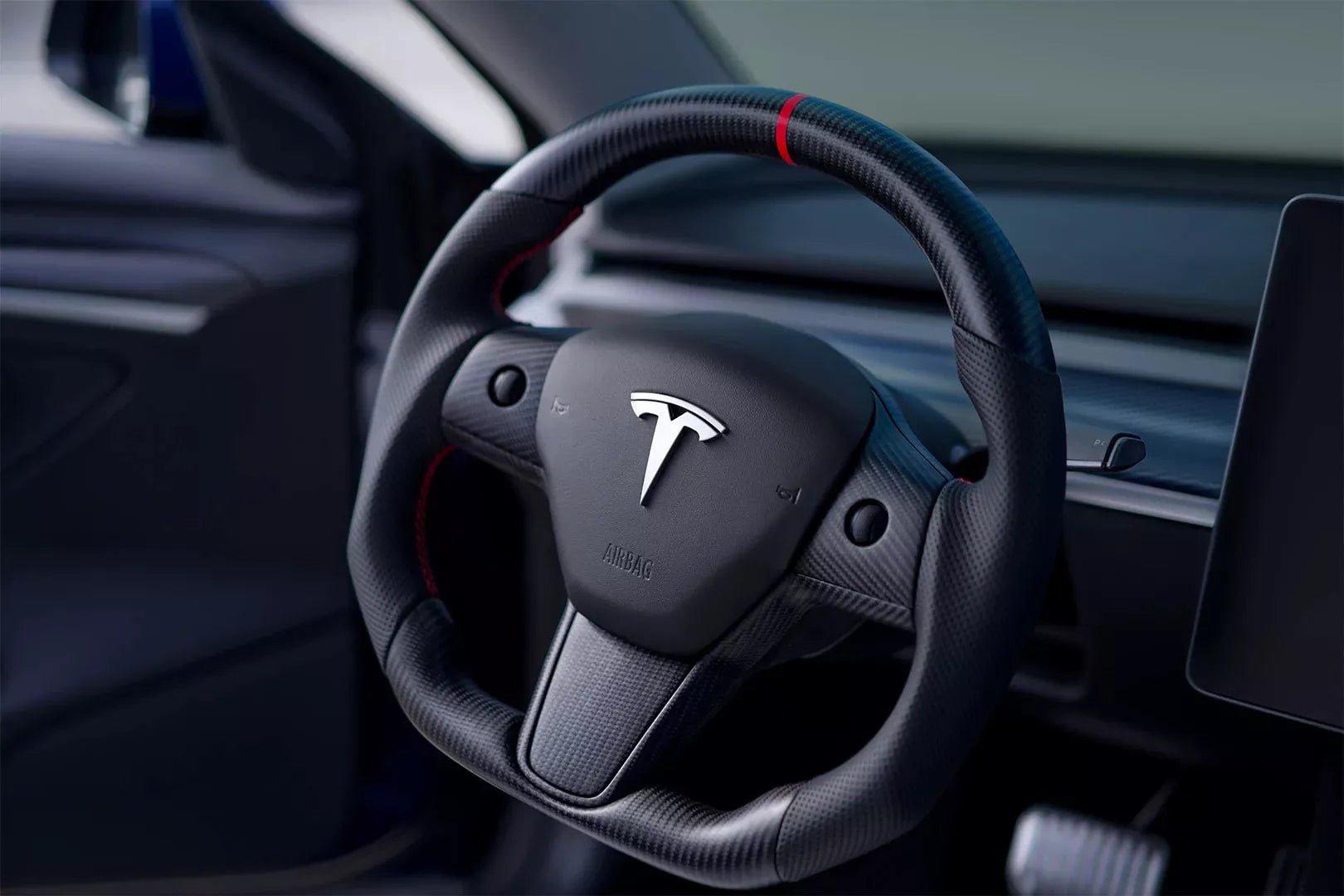 Reemplazo del volante de fibra de carbono mate Tesla Model 3/Y